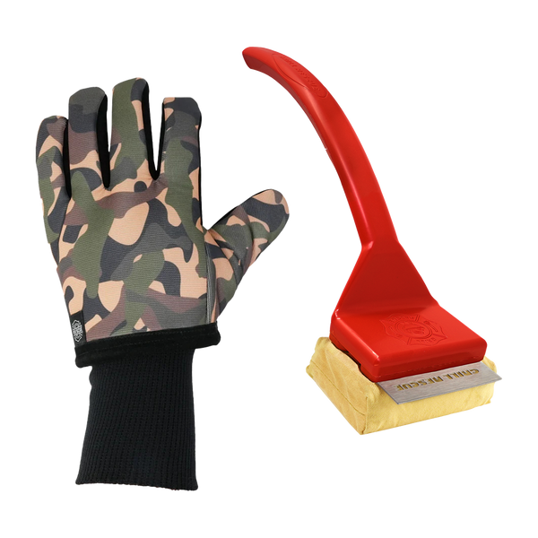 The Griller Pack: 1 Grill Brush w/ Scraper + 1 Rescue Gloves